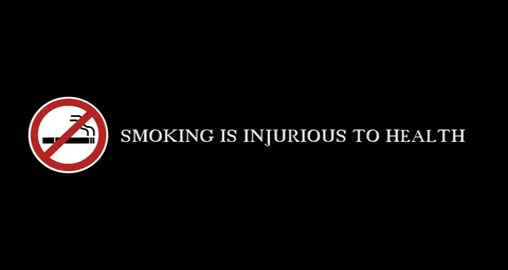  A close-up of an anti-smoking disclaimer on a movie poster or DVD cover.