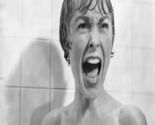 A still from the "Psycho" shower scene