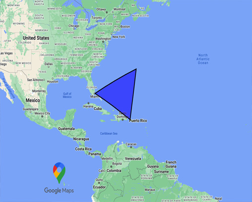 Triángulo de las Bermudas con una superposición de mapa