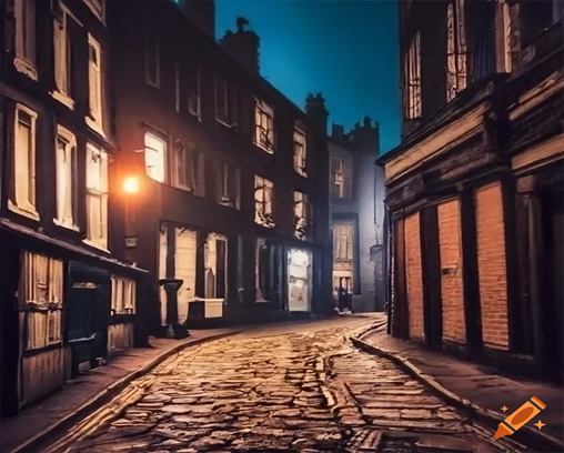 Oscura y brumosa calle Whitechapel