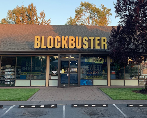 Storefront of the last Blockbuster, in Bend, OR