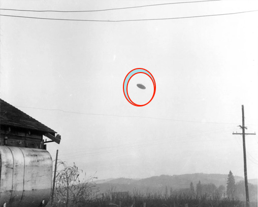 An alleged UFO seen from a farm near McMinnville, Oregon, 1950.
