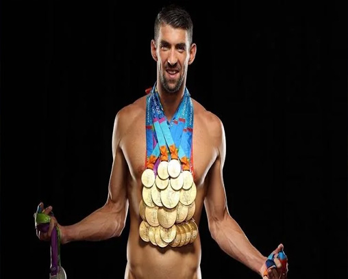 Michael Phelps con sus ocho medallas de oro