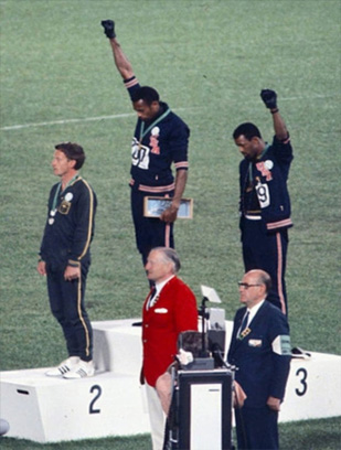 Tommie Smith and John Carlos giving the Black Power Salute