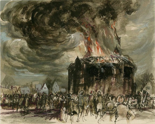 original Globe Theatre in flames