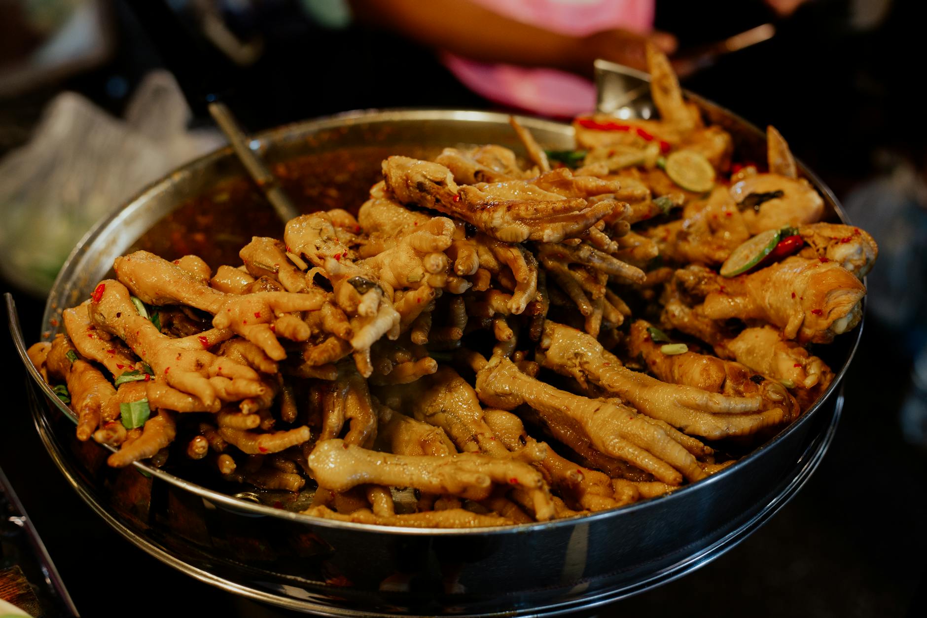 cooked chicken feet with spices