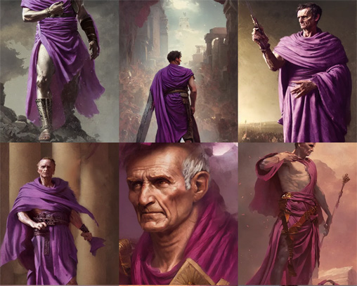 Empereur romain portant une toge violette