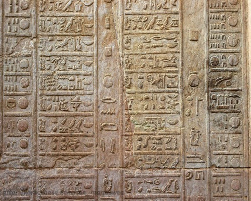 An inscription of astrological signs on one of the walls of ancient Egyptian temple.