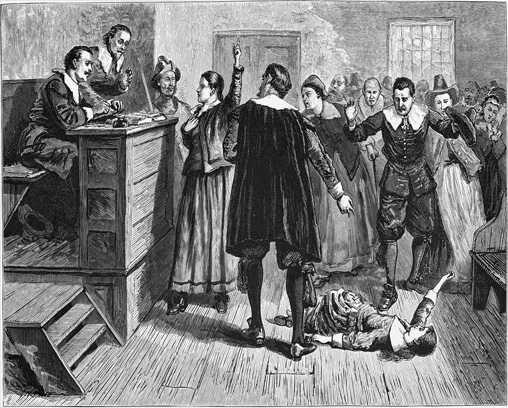 The central figure in this 1876 illustration of the courtroom is usually identified as Mary Walcott