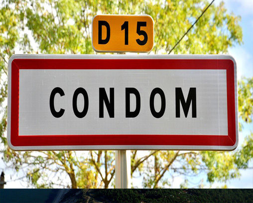 sign for the town of Condom, France.