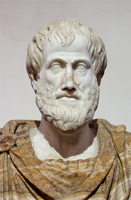 Bust of Aristotle. Marble, Roman copy after a Greek bronze original by Lysippos from 330 BC