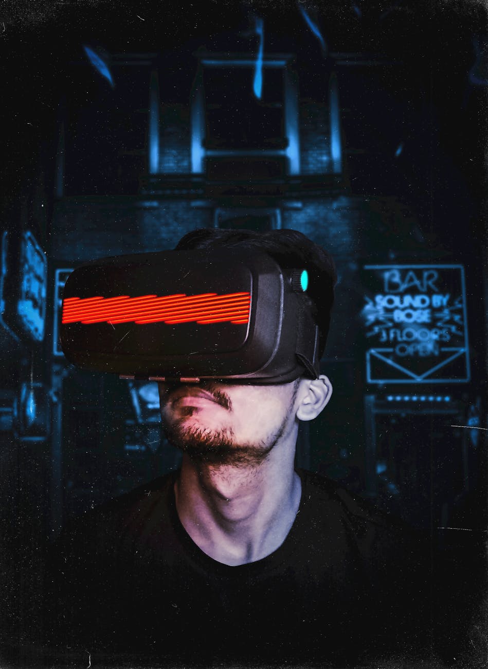 man wearing vr goggles