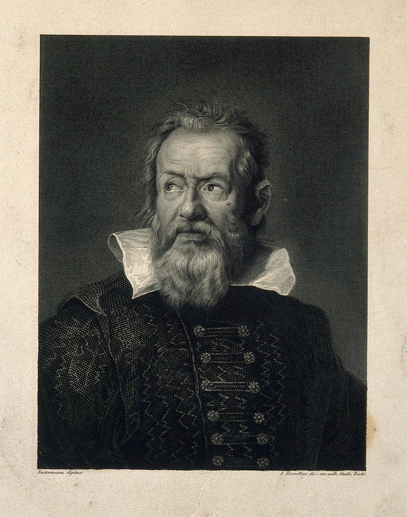 Galileo Galilei. Line engraving L