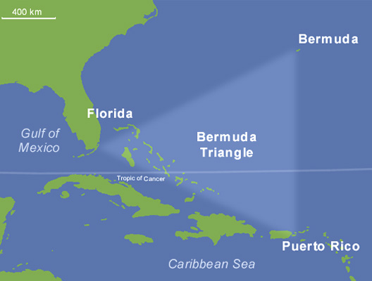 Mapa del Triángulo de las Bermudas